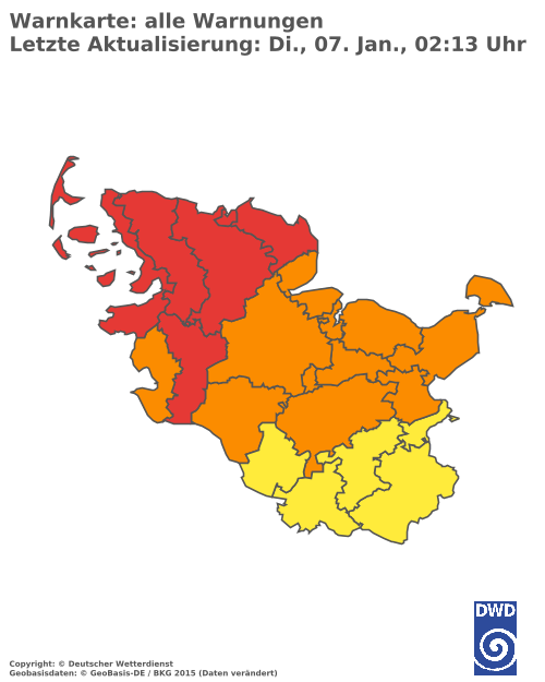 Aktuelle Wetterwarnungen für  Herzogtum Lauenburg