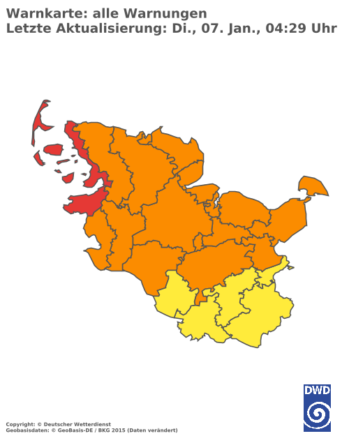 Aktuelle Wetterwarnungen für  Herzogtum Lauenburg